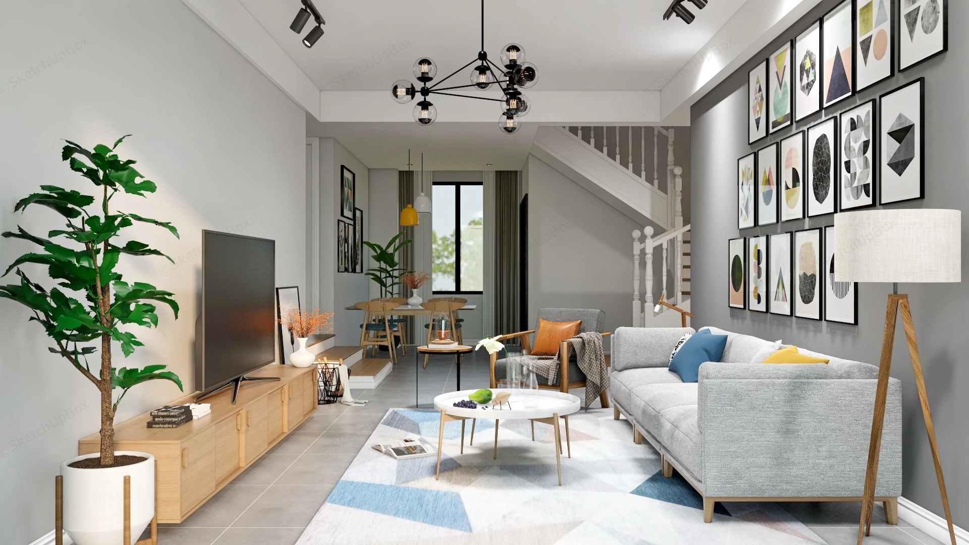 Living Room And Dining Room Combo Ideas sketchup model preview - SketchupBox