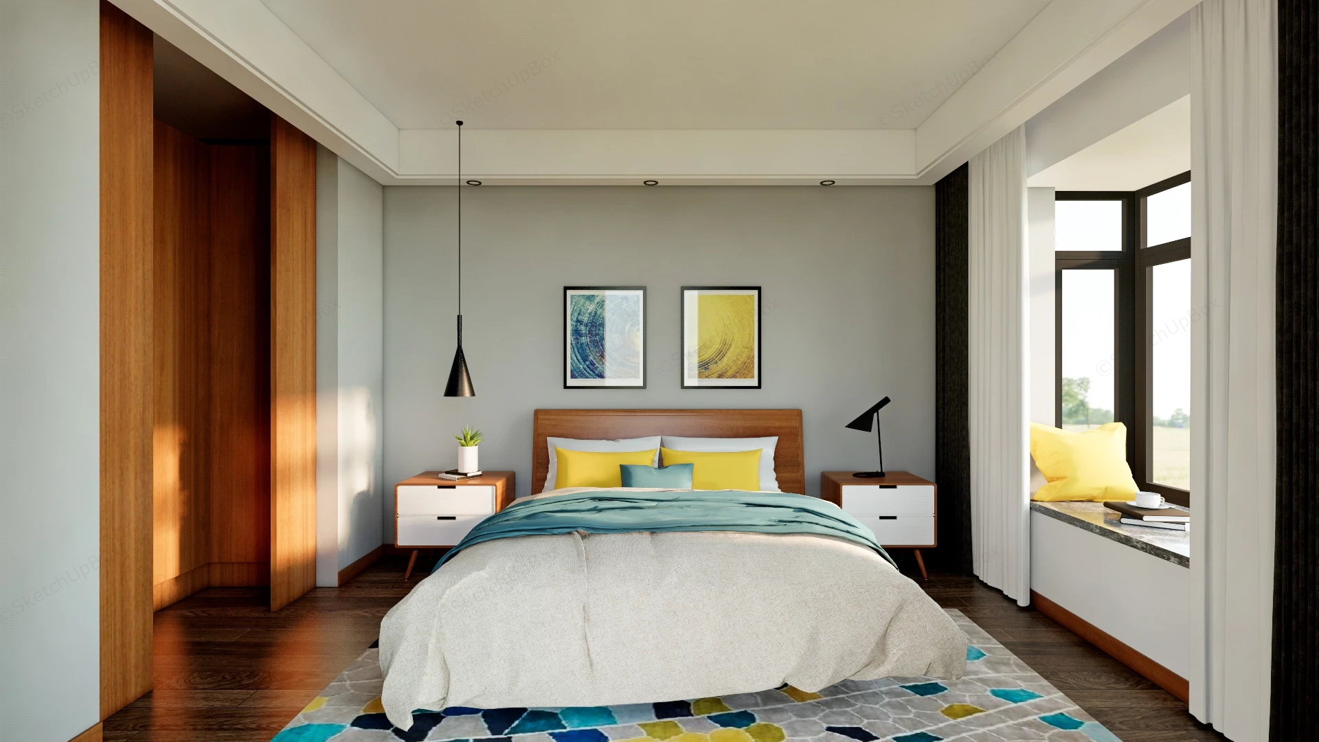 Tranquil Bedroom Ideas sketchup model preview - SketchupBox