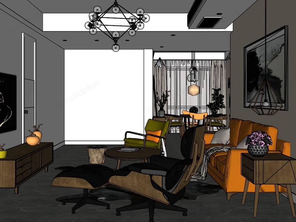 Living Room Dining Room Combo Layout Ideas sketchup model preview - SketchupBox