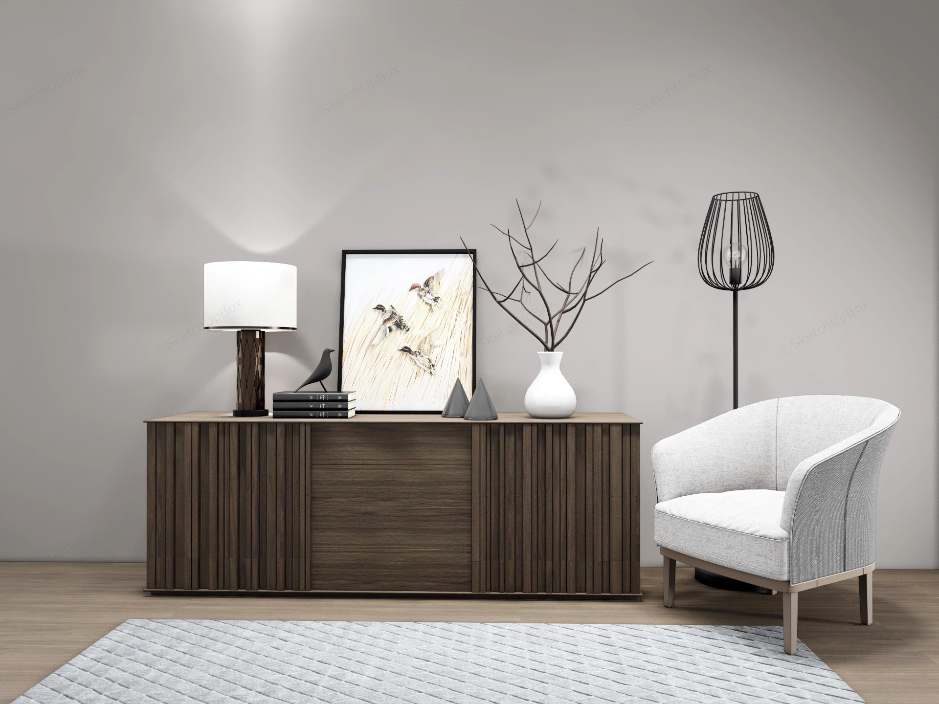 Tub Chair And Sideboard For Living Room sketchup model preview - SketchupBox