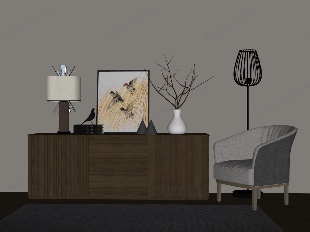 Tub Chair And Sideboard For Living Room sketchup model preview - SketchupBox