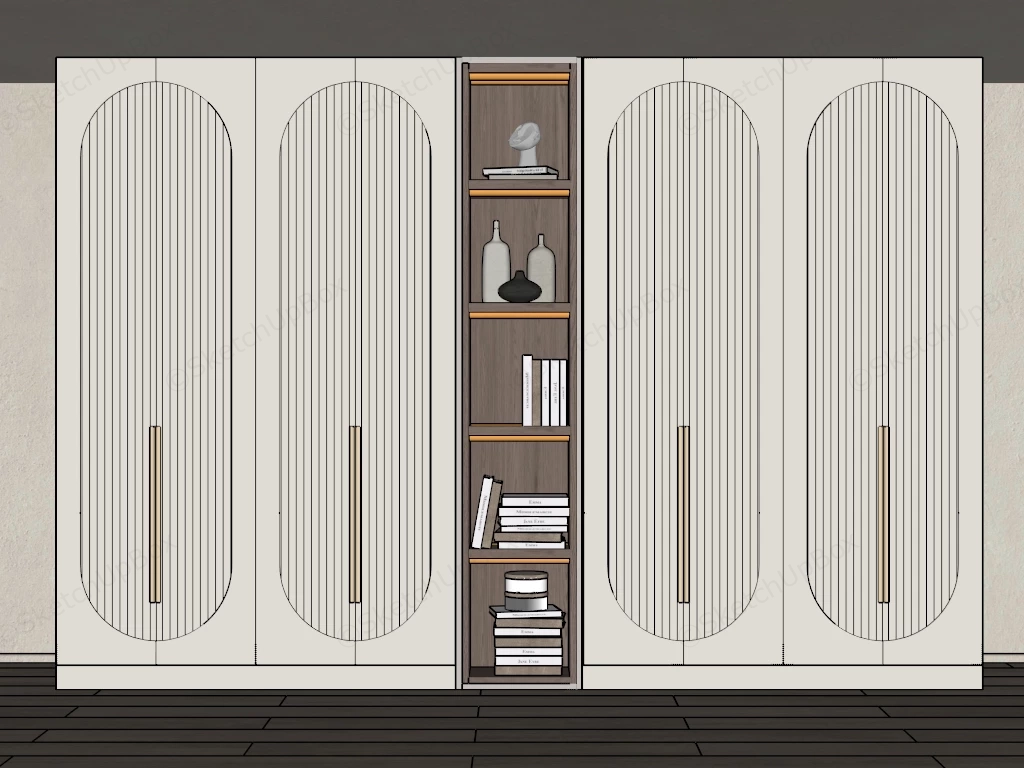 Elegant White Armoire Wardrobe sketchup model preview - SketchupBox