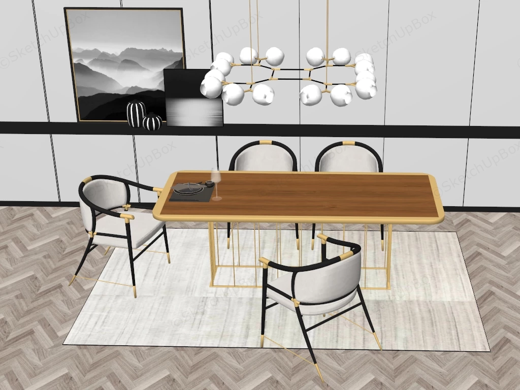 Modern Dining Room Sets sketchup model preview - SketchupBox