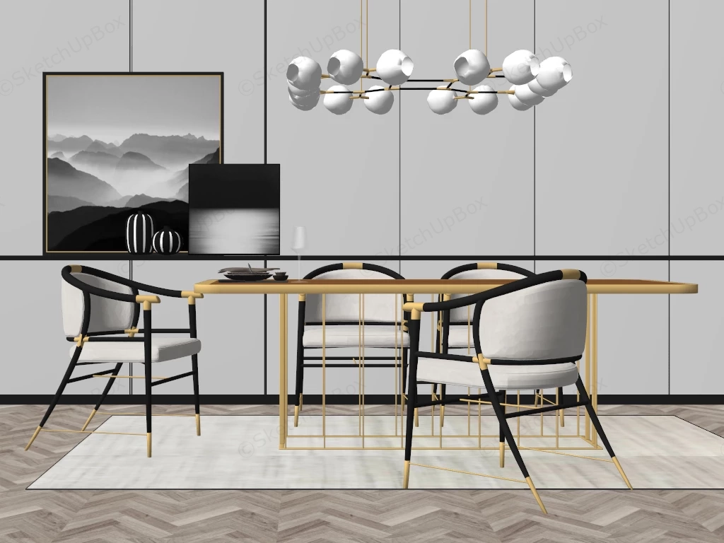Modern Dining Room Sets sketchup model preview - SketchupBox