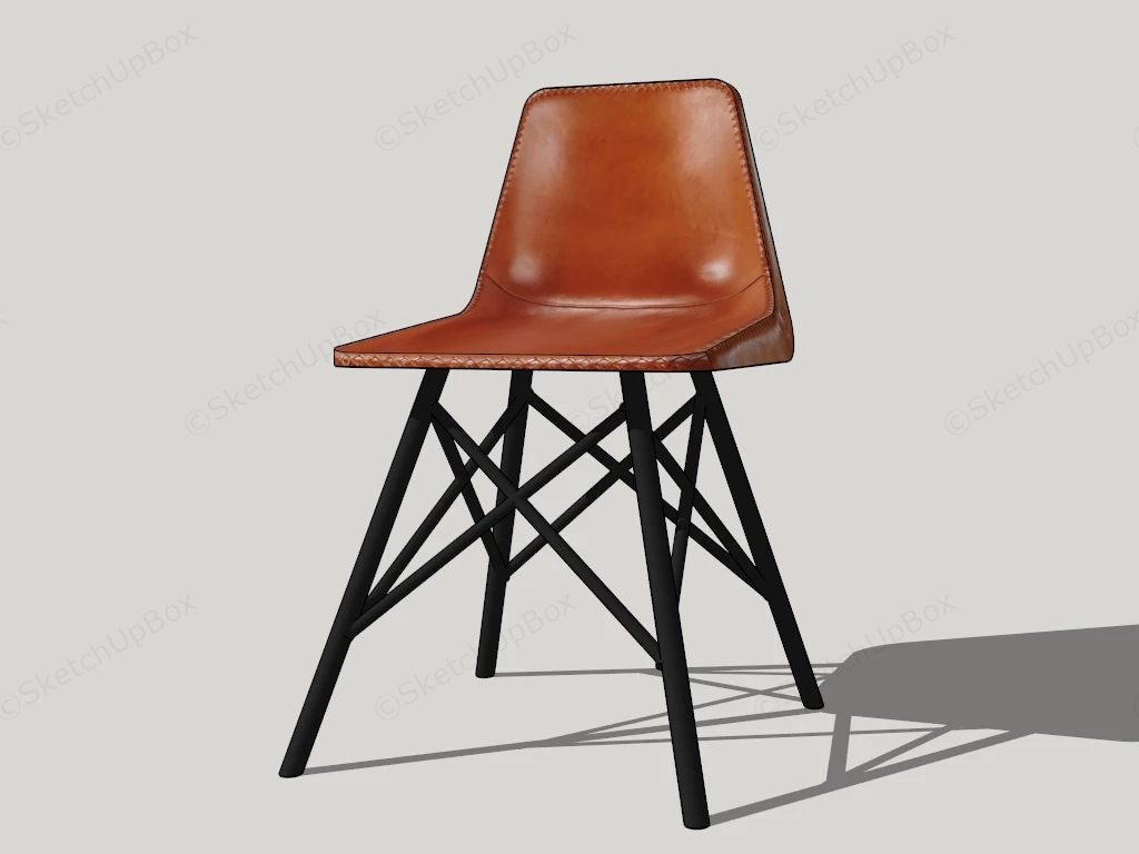 Brown Leather Bar Stool sketchup model preview - SketchupBox