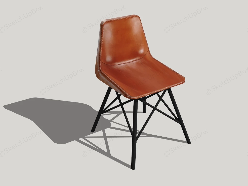 Brown Leather Bar Stool sketchup model preview - SketchupBox