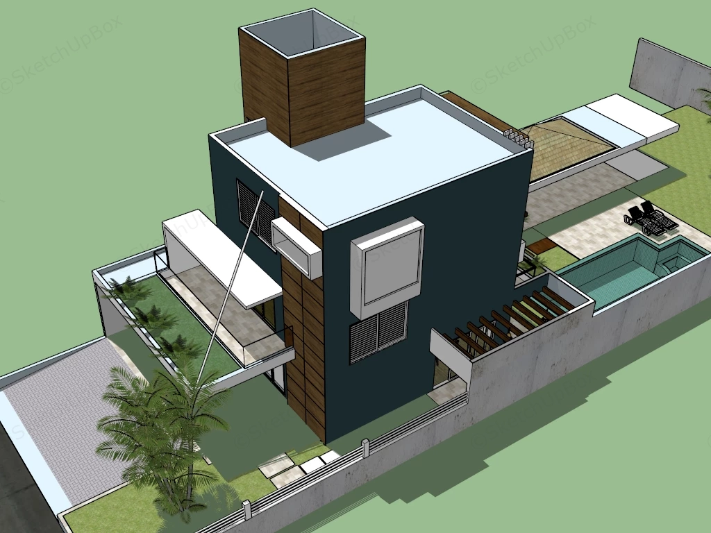 Backyard Pool House Design sketchup model preview - SketchupBox