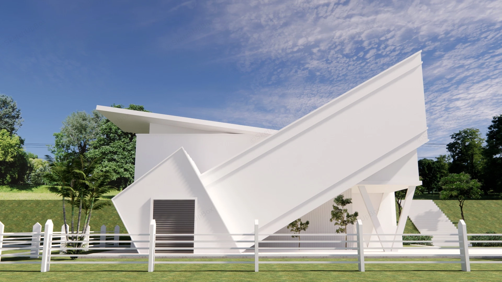 Ultra Modern House Exterior Design sketchup model preview - SketchupBox