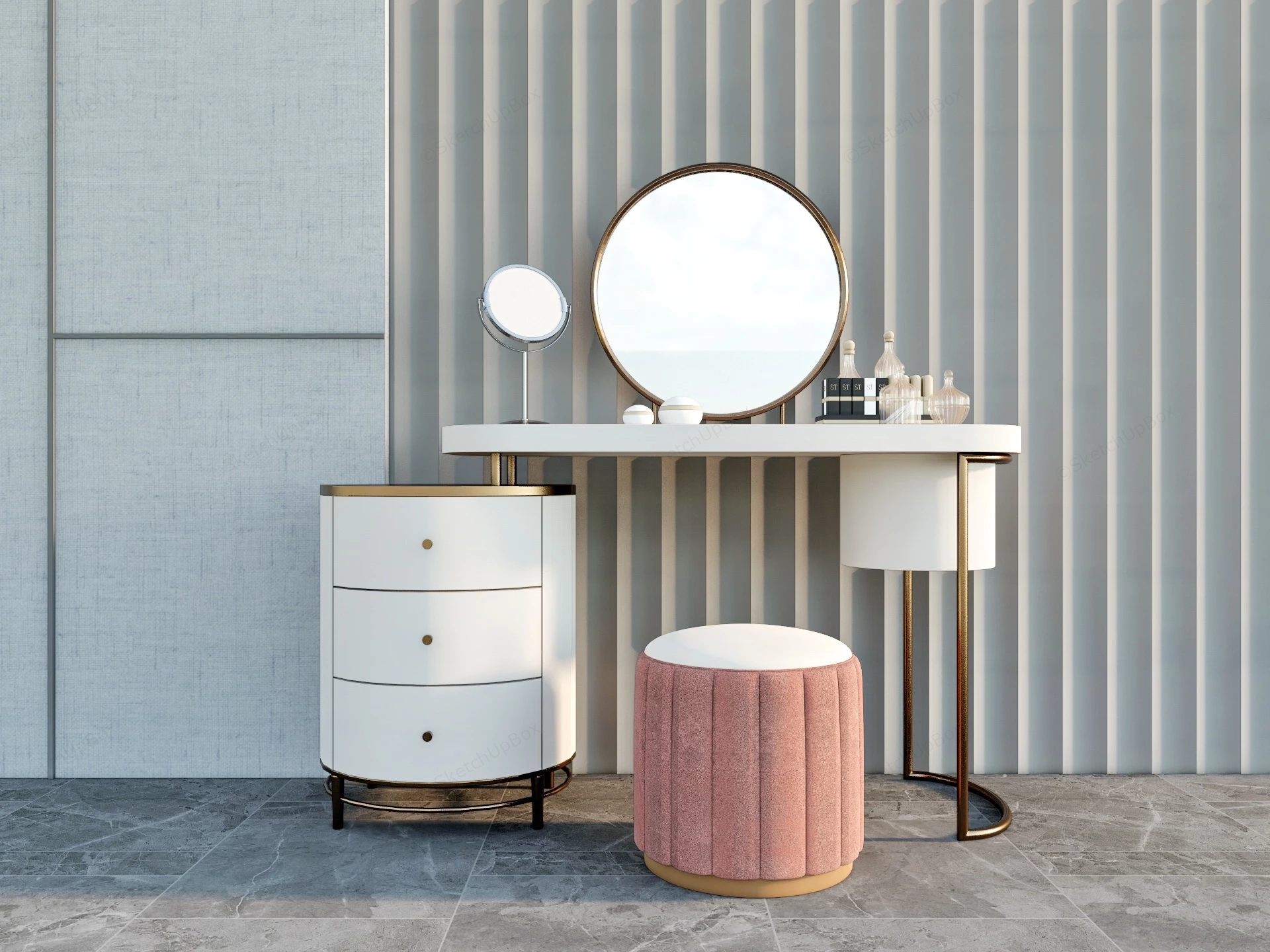 Aesthetic Dressing Table sketchup model preview - SketchupBox