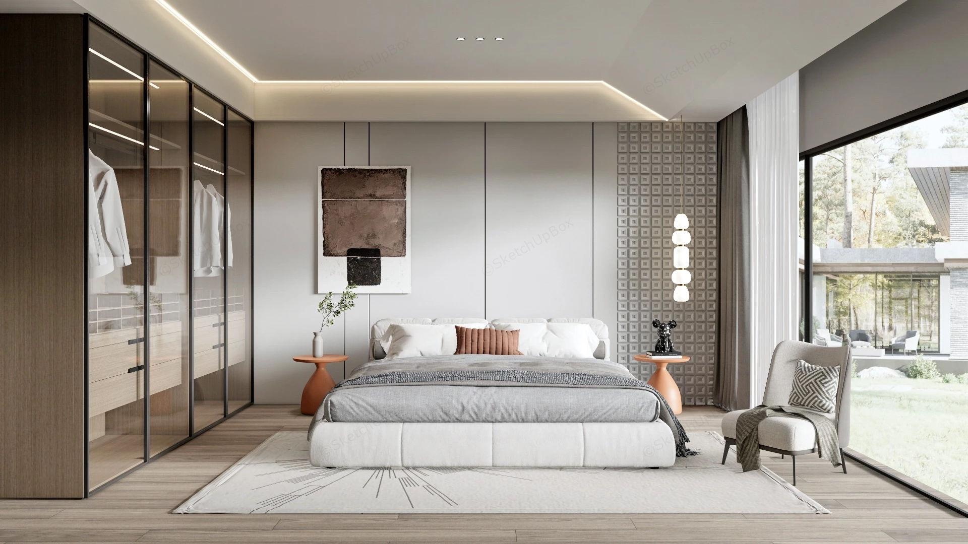 Modern Neutral Bedroom Ideas sketchup model preview - SketchupBox