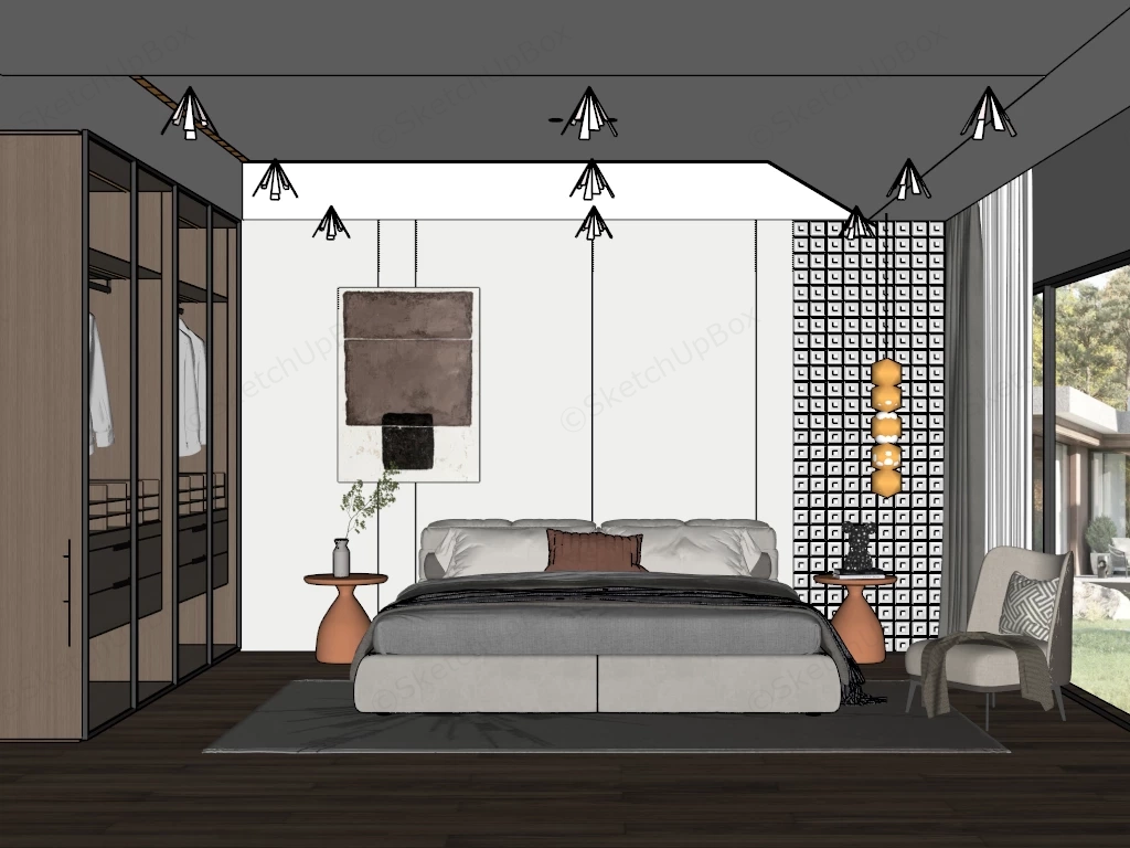 Modern Neutral Bedroom Ideas sketchup model preview - SketchupBox