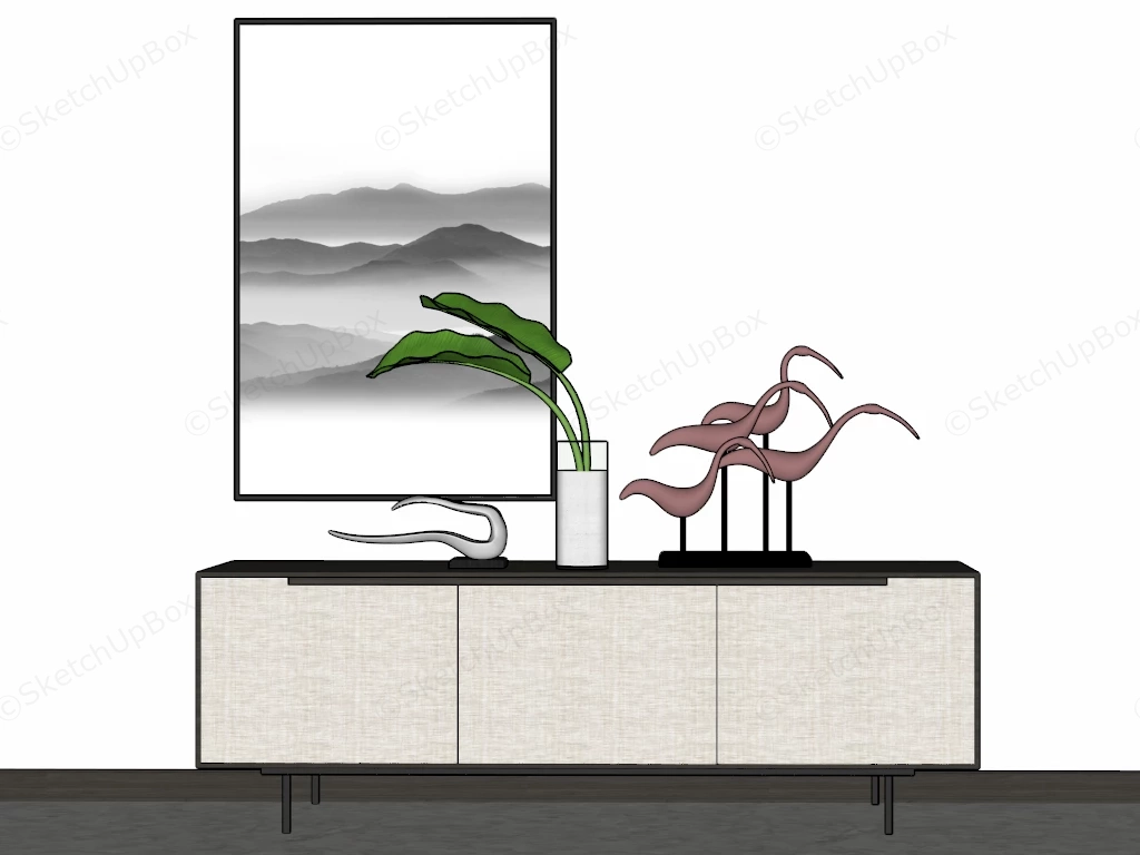 Modern White Sideboard sketchup model preview - SketchupBox
