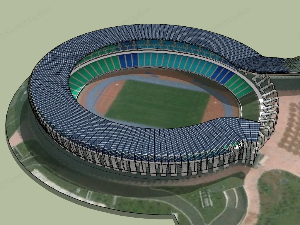 Football Field Stadium sketchup model preview - SketchupBox