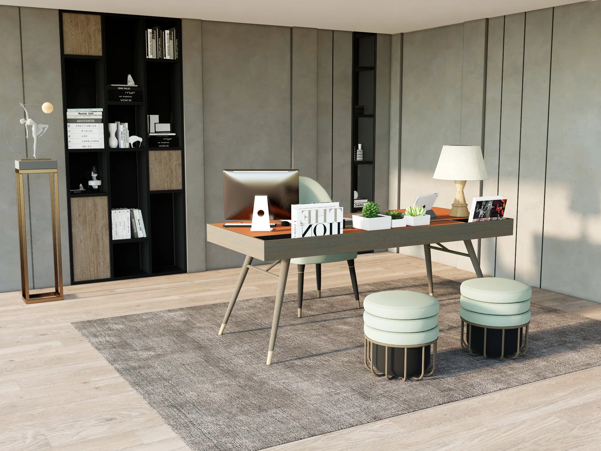 Contemporary Home Office sketchup model preview - SketchupBox