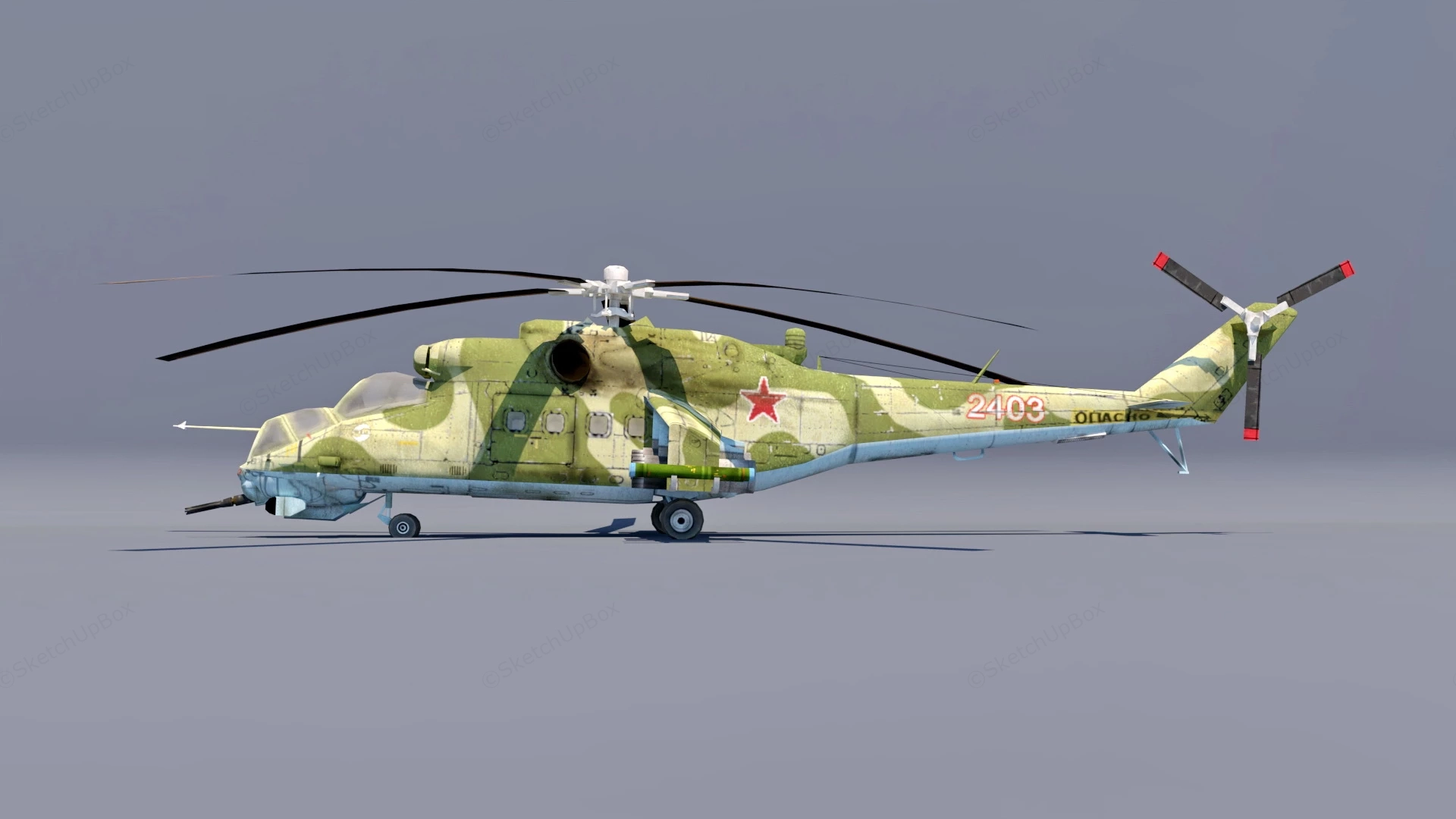 Mil Mi 28 Attack Helicopter sketchup model preview - SketchupBox