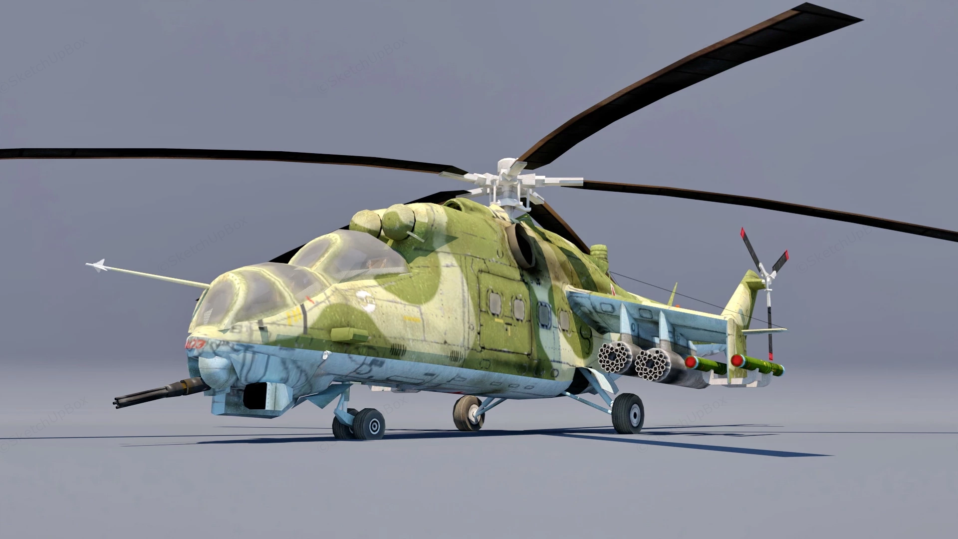 Mil Mi 28 Attack Helicopter sketchup model preview - SketchupBox