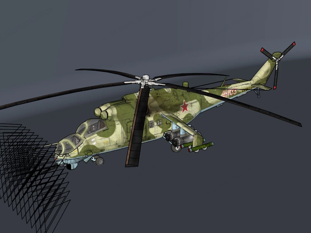 Mil Mi 28 Attack Helicopter sketchup model preview - SketchupBox