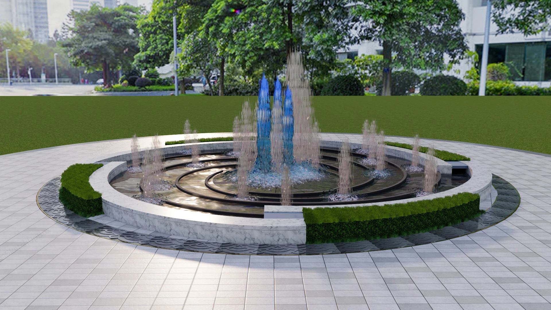Plaza Fountain Design sketchup model preview - SketchupBox