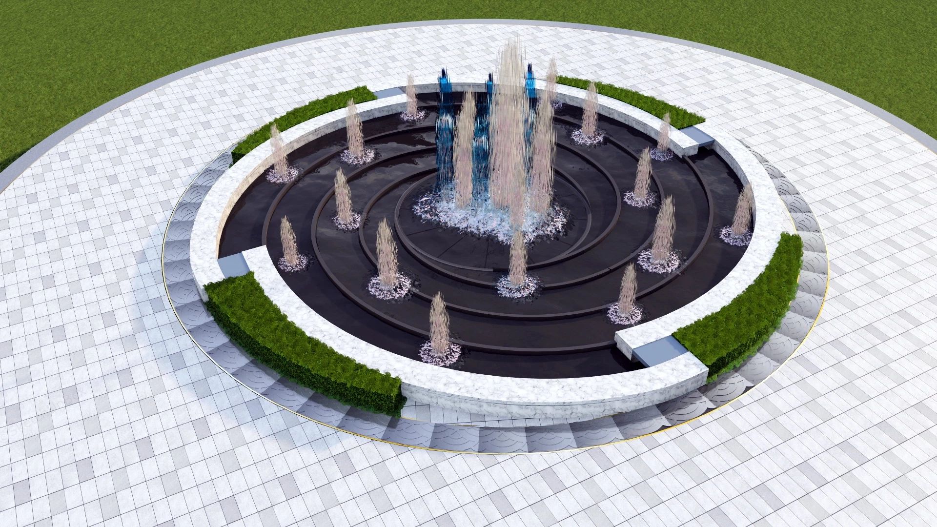 Plaza Fountain Design sketchup model preview - SketchupBox