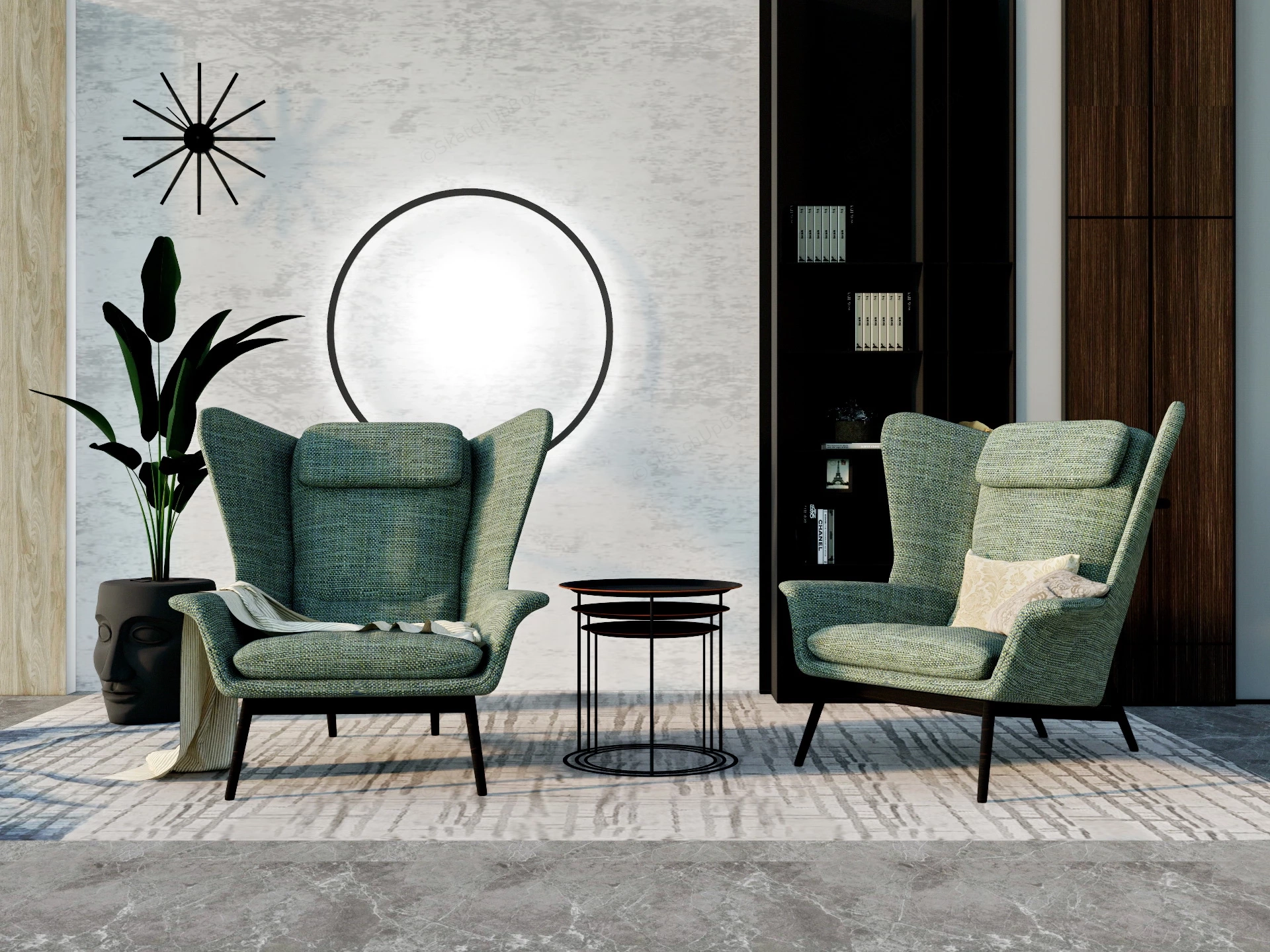 Stylish Living Room Accent Chairs Idea sketchup model preview - SketchupBox