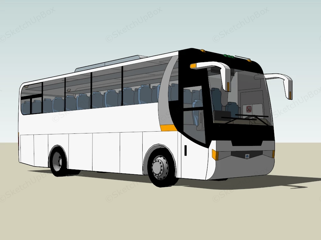 White Coach Bus sketchup model preview - SketchupBox