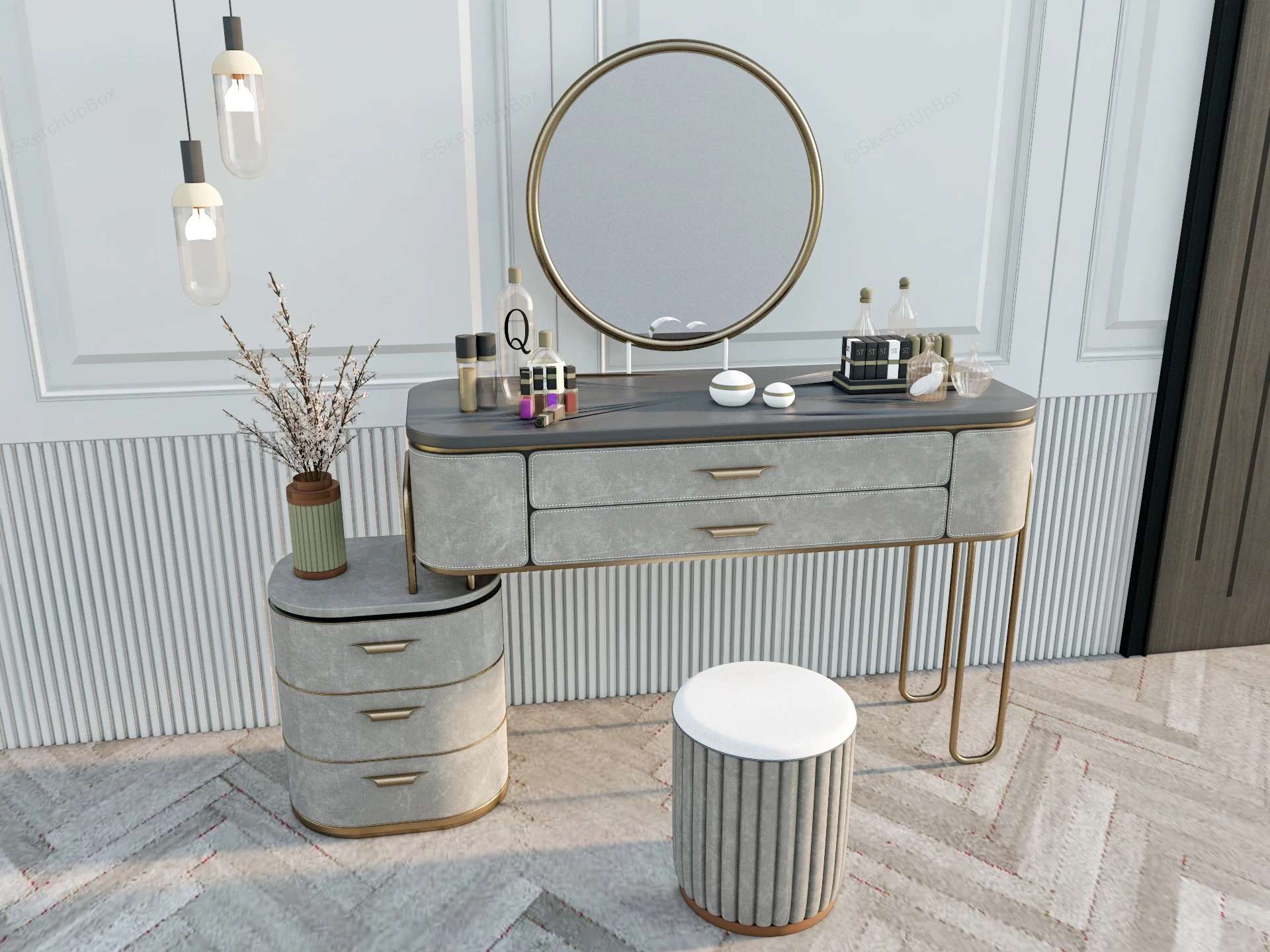 Modern Luxury Makeup Vanity sketchup model preview - SketchupBox