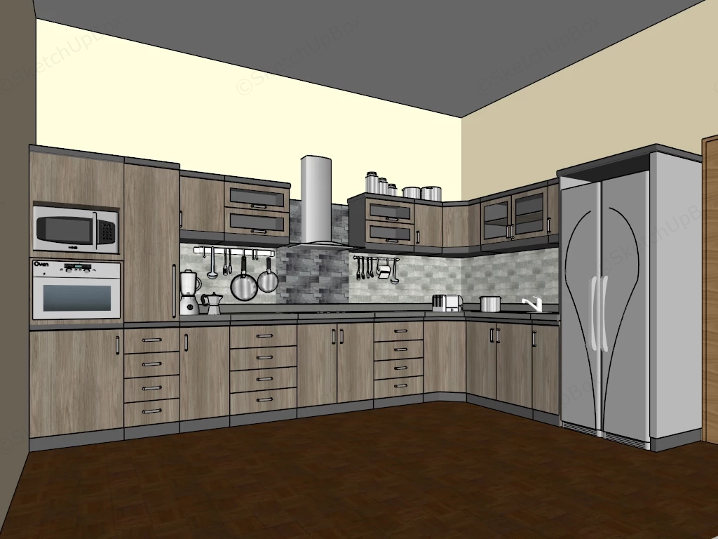 Brown Kitchen Cabinets sketchup model preview - SketchupBox