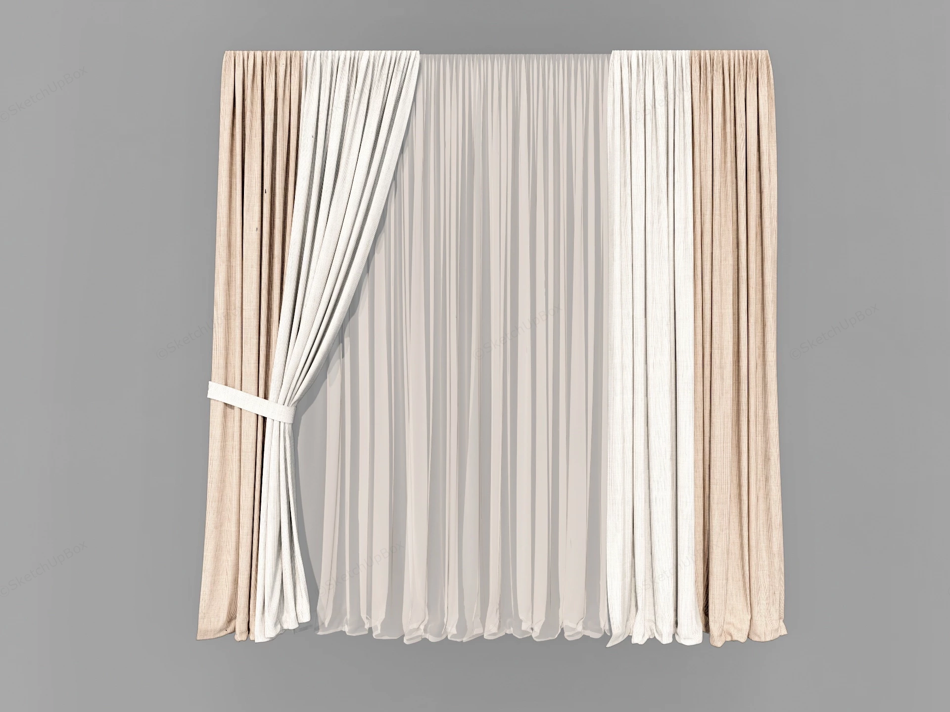 Linen Blackout Curtains sketchup model preview - SketchupBox