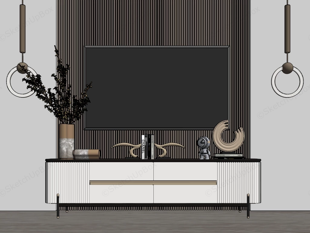 Minimalist TV Wall Design sketchup model preview - SketchupBox