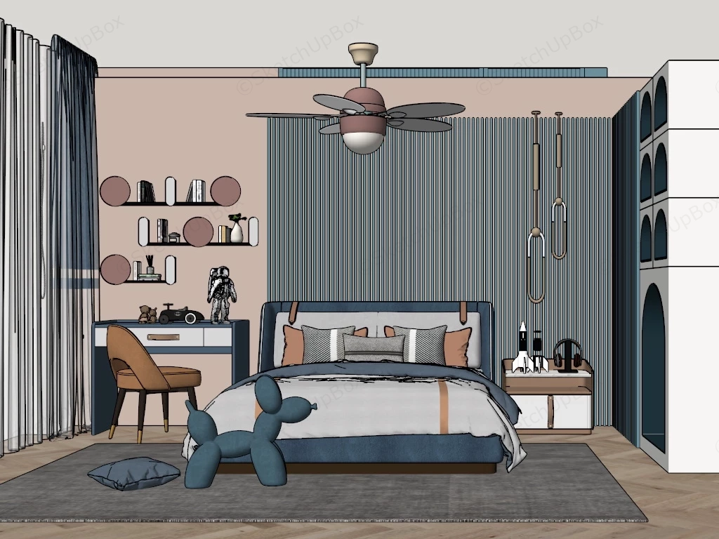 Luxury Toddler Boy Bedroom sketchup model preview - SketchupBox