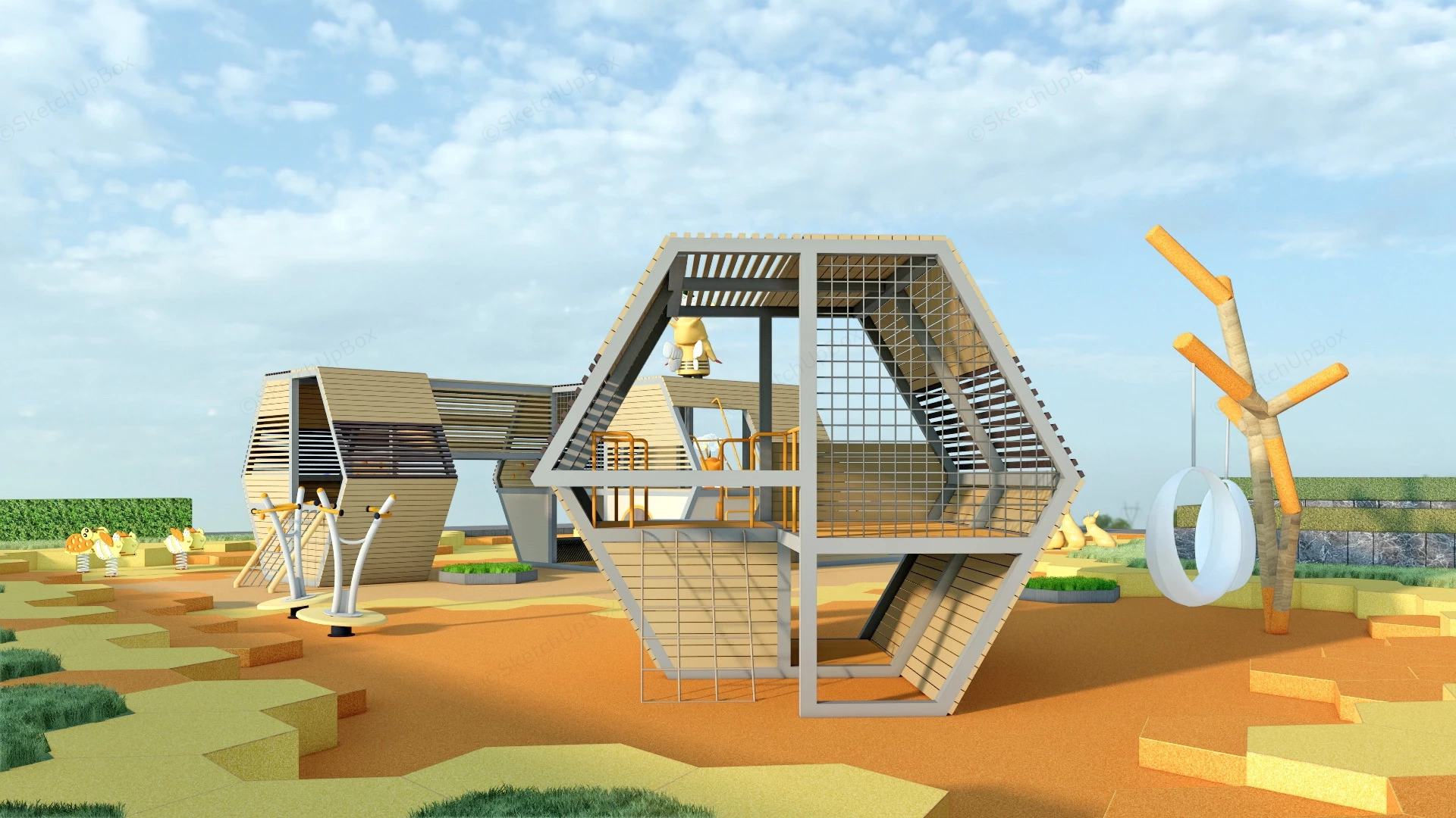 Honeycomb Theme Playground sketchup model preview - SketchupBox