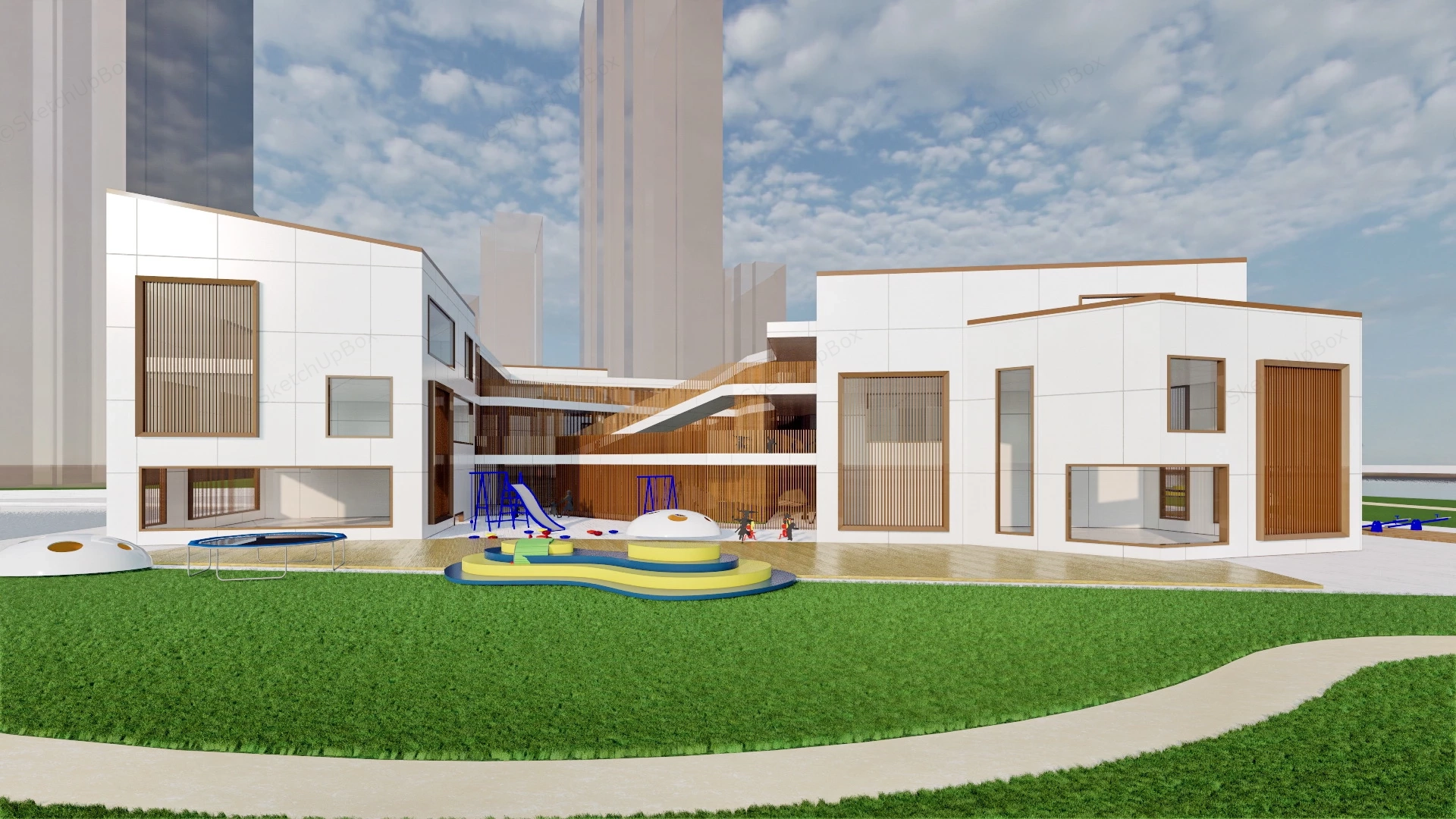Modern Kindergarten Architecture Design sketchup model preview - SketchupBox