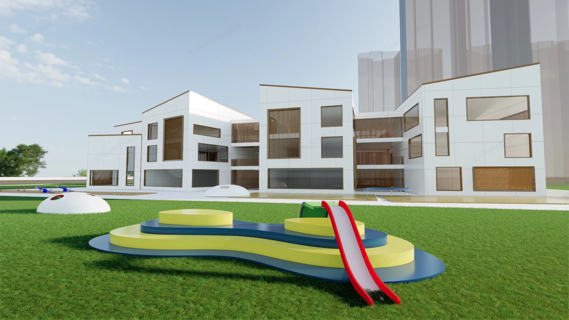 Modern Kindergarten Architecture Design sketchup model preview - SketchupBox