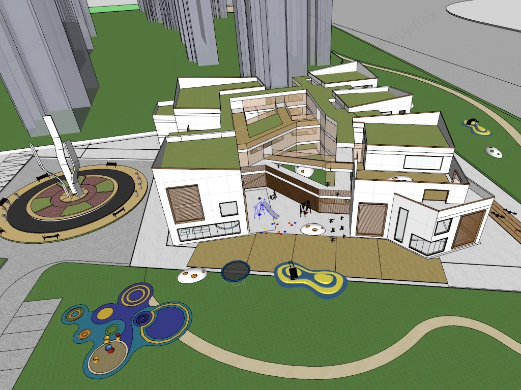 Modern Kindergarten Architecture Design sketchup model preview - SketchupBox