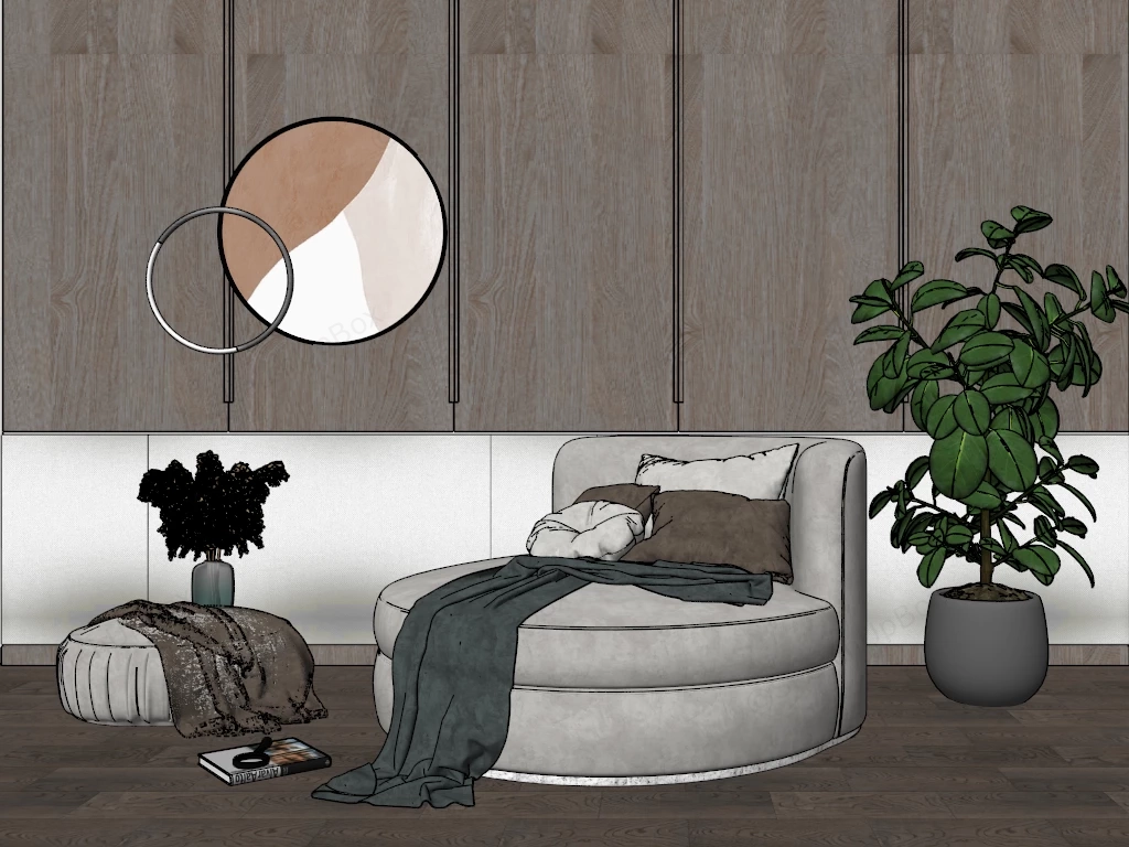 Round Accent Chair sketchup model preview - SketchupBox