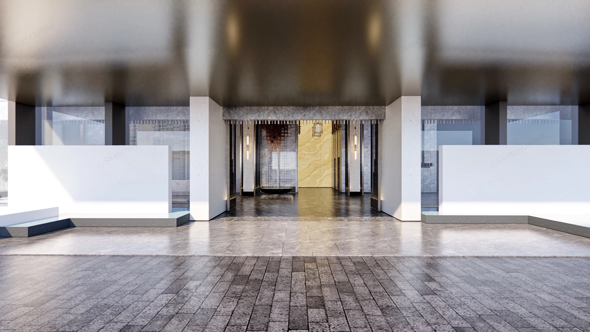 Modern Hotel Lobby Design sketchup model preview - SketchupBox