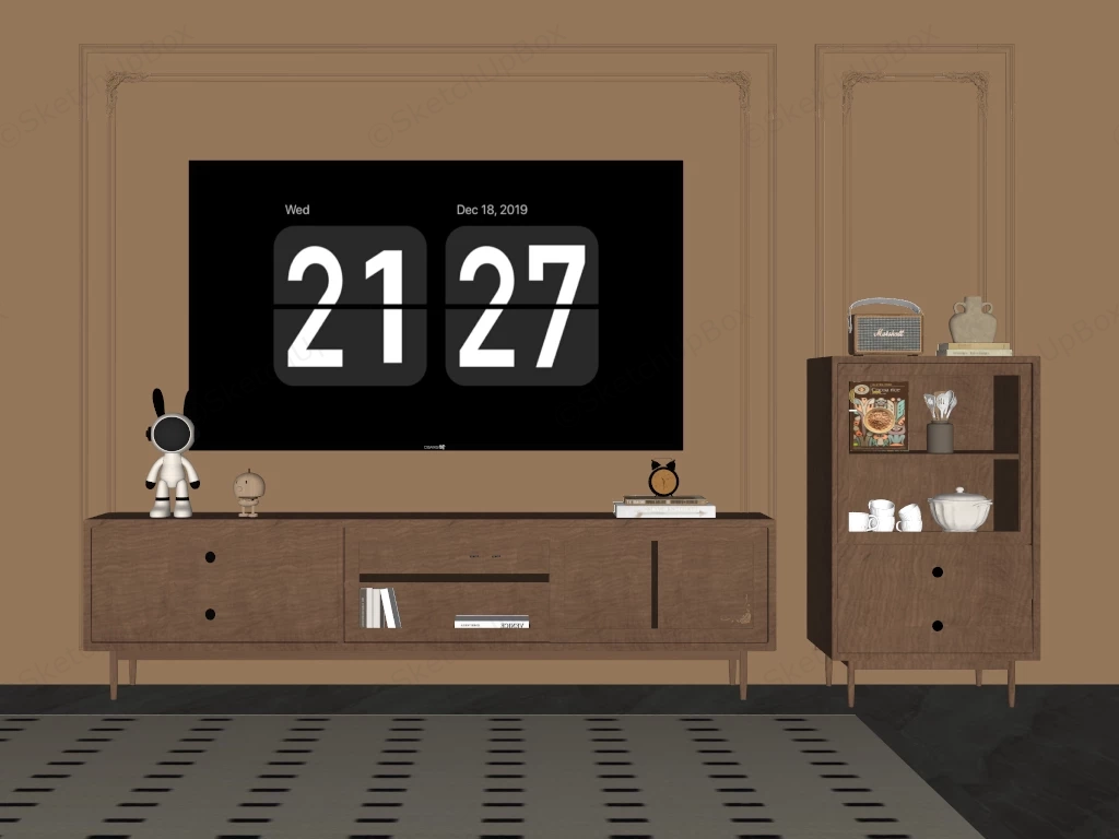 Wood Tv Stand And Dresser Set sketchup model preview - SketchupBox