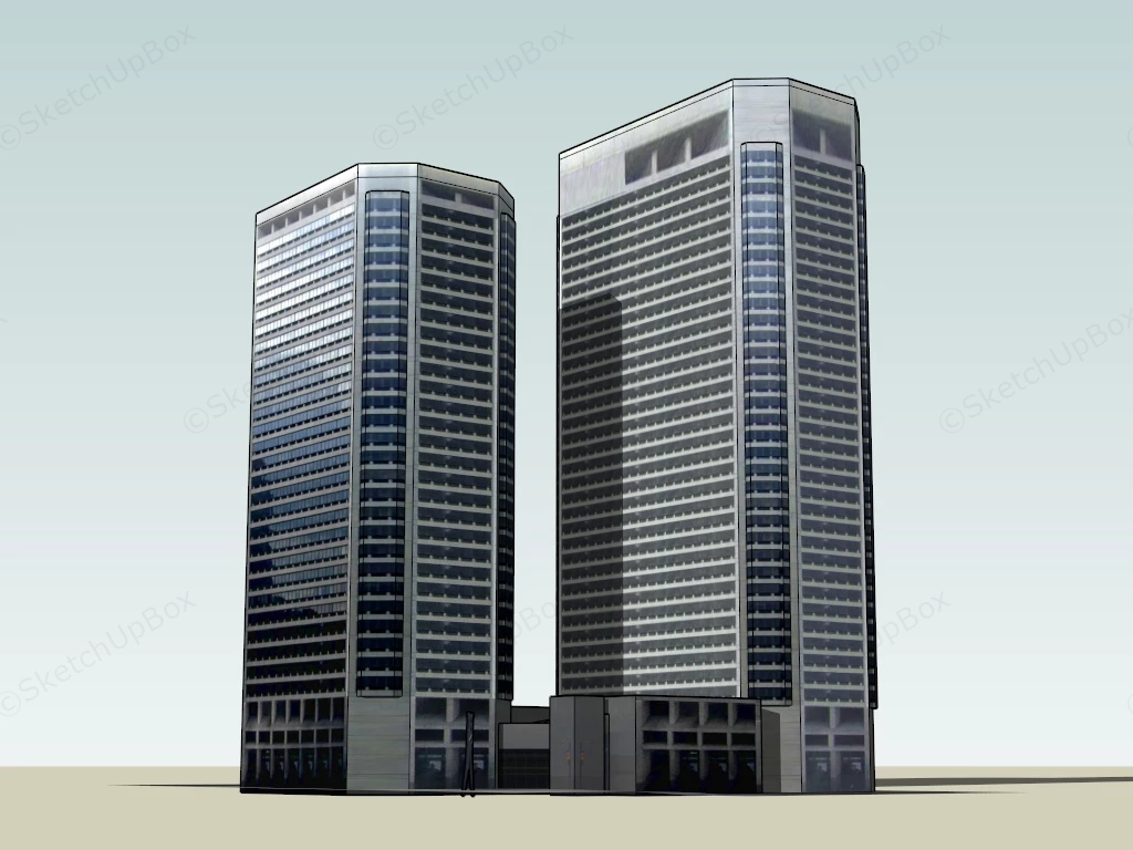 Modern High Rise Corporate Office Buildings sketchup model preview - SketchupBox