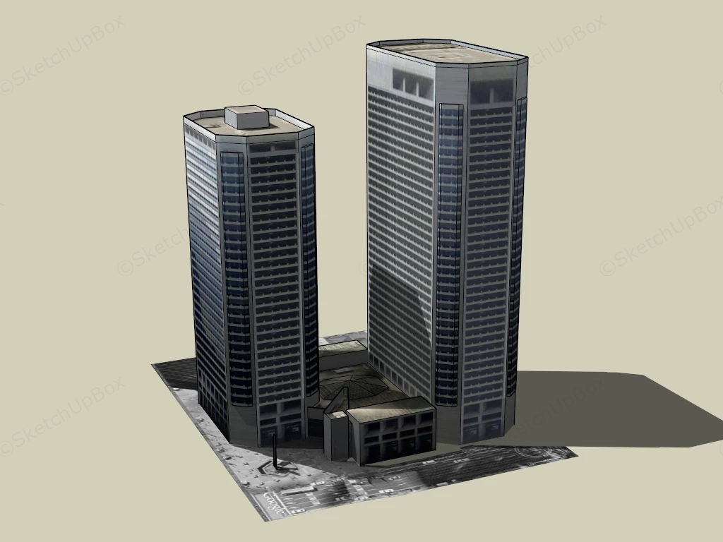 Modern High Rise Corporate Office Buildings sketchup model preview - SketchupBox