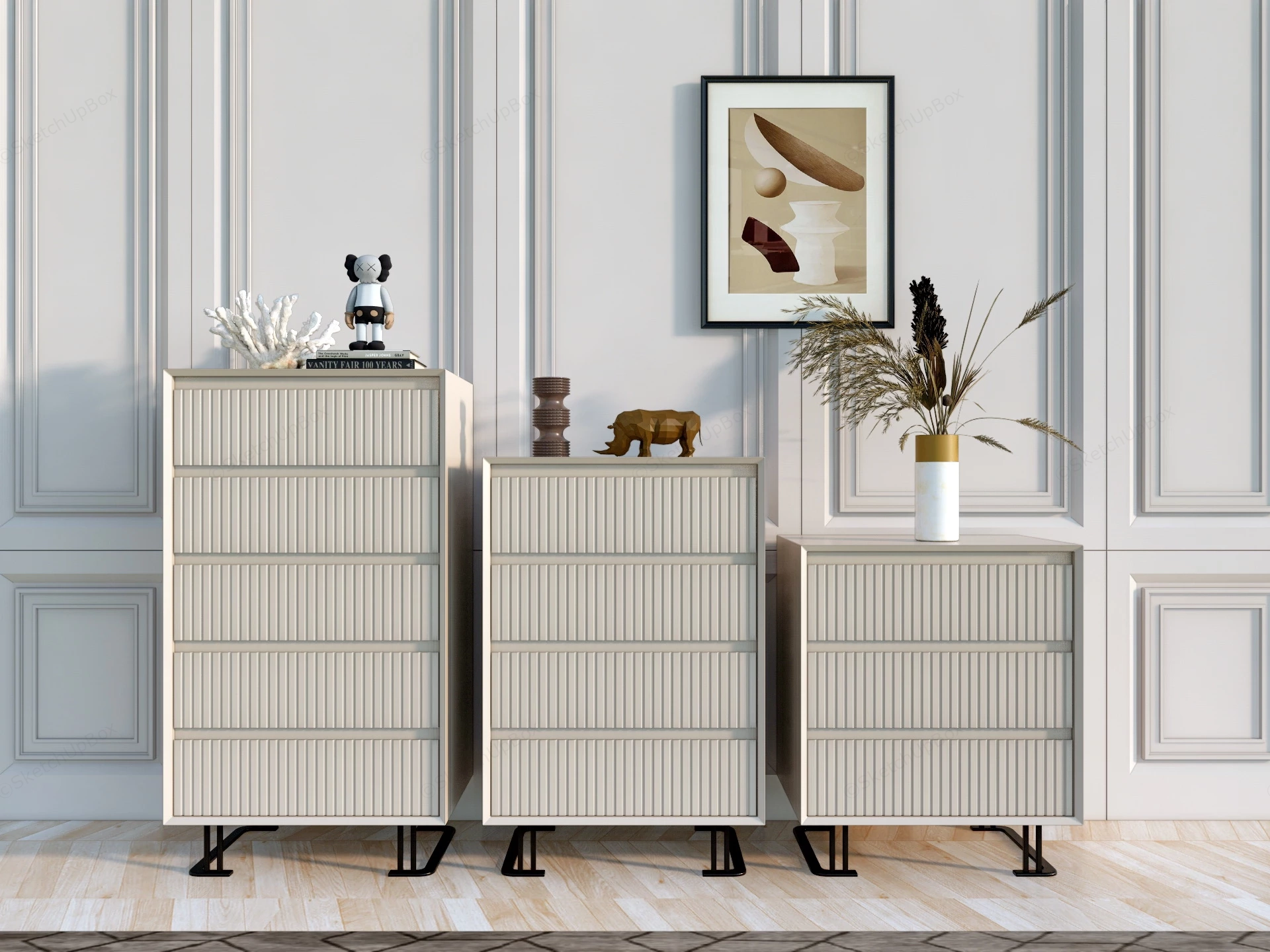 Narrow Dresser Set sketchup model preview - SketchupBox