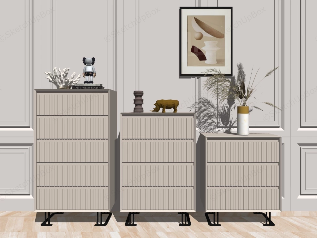 Narrow Dresser Set sketchup model preview - SketchupBox
