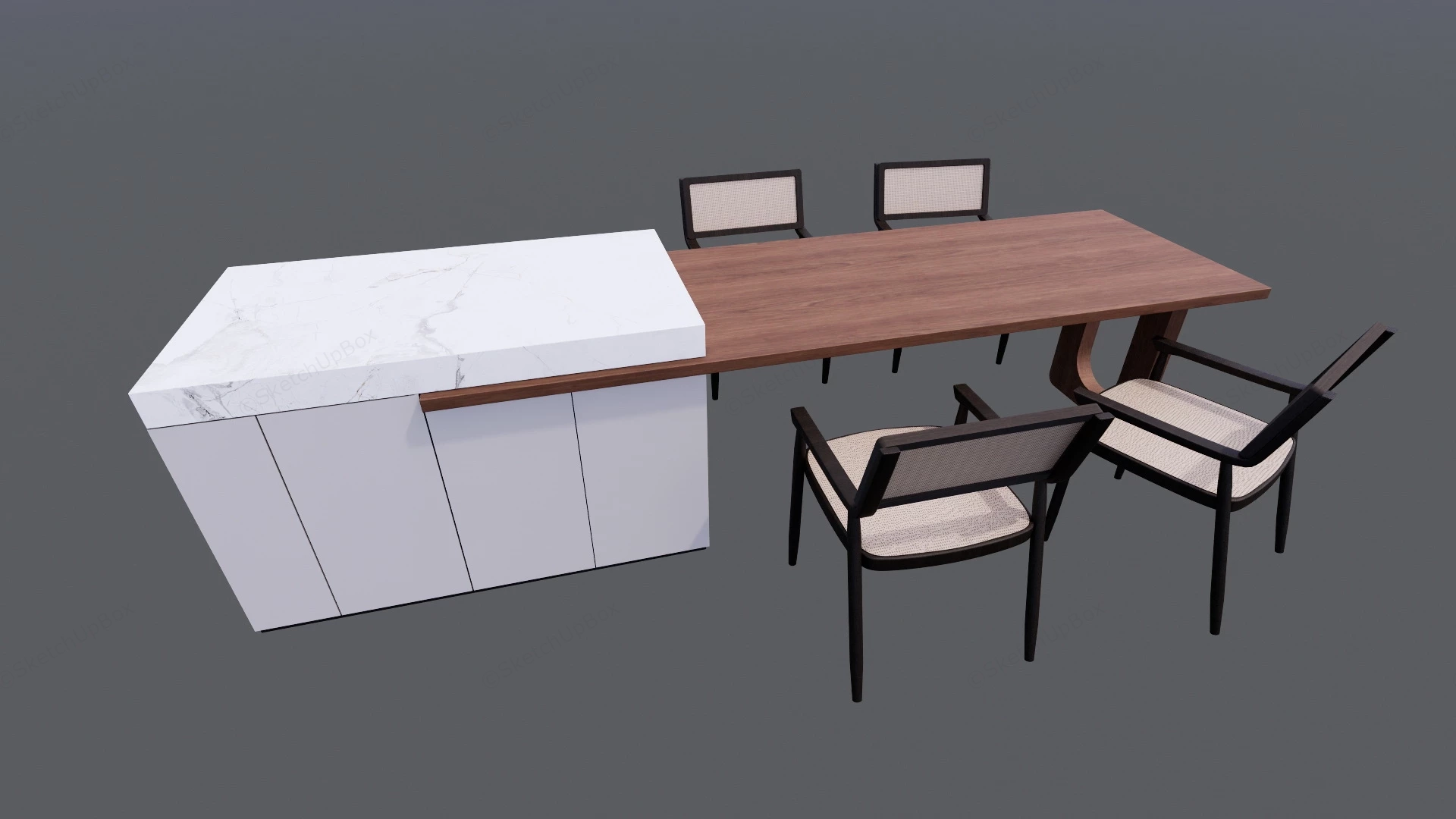 Marble And Wood Kitchen Island sketchup model preview - SketchupBox