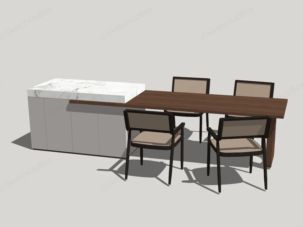 Marble And Wood Kitchen Island sketchup model preview - SketchupBox