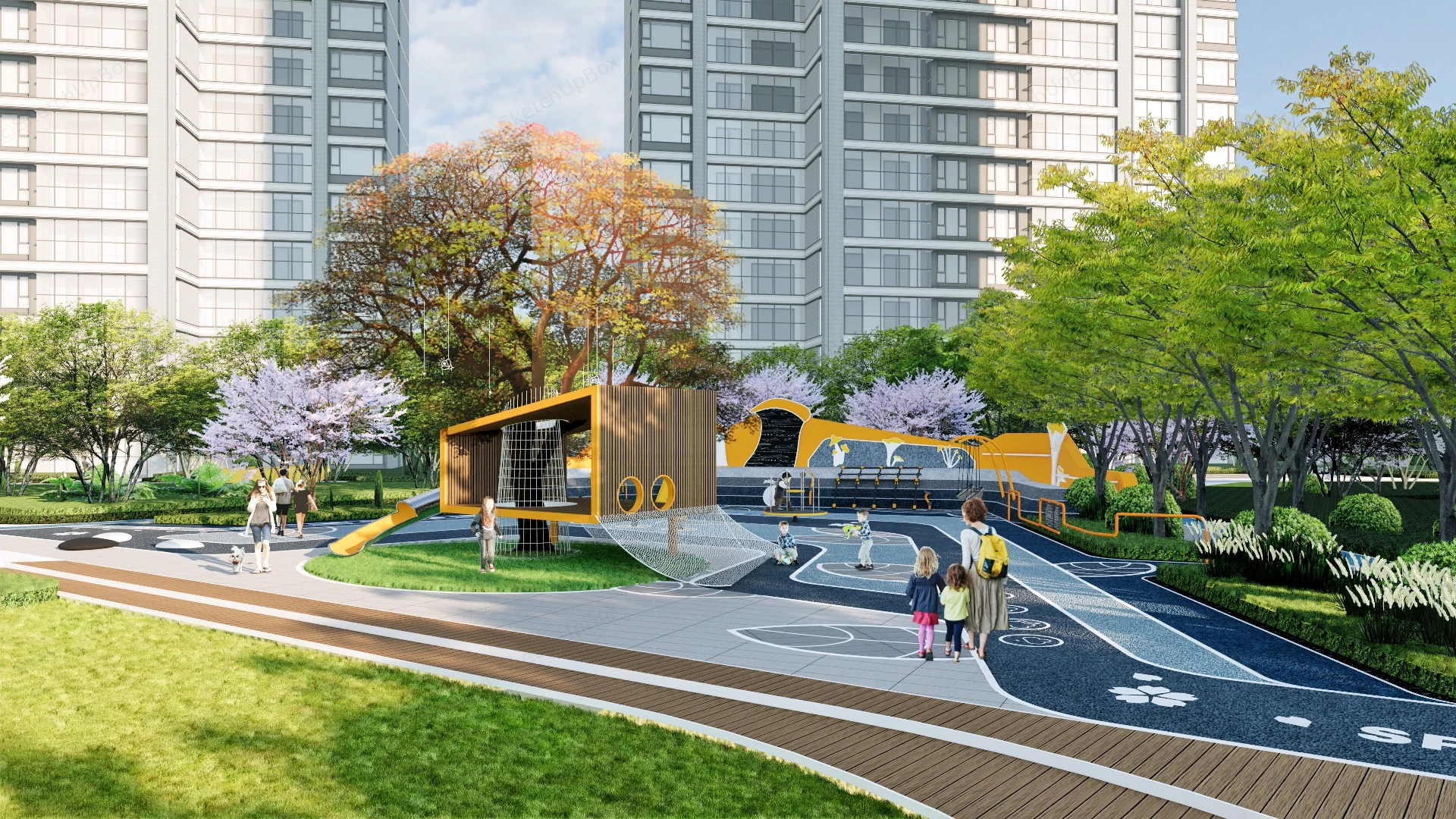 Residential Community Playground Design sketchup model preview - SketchupBox