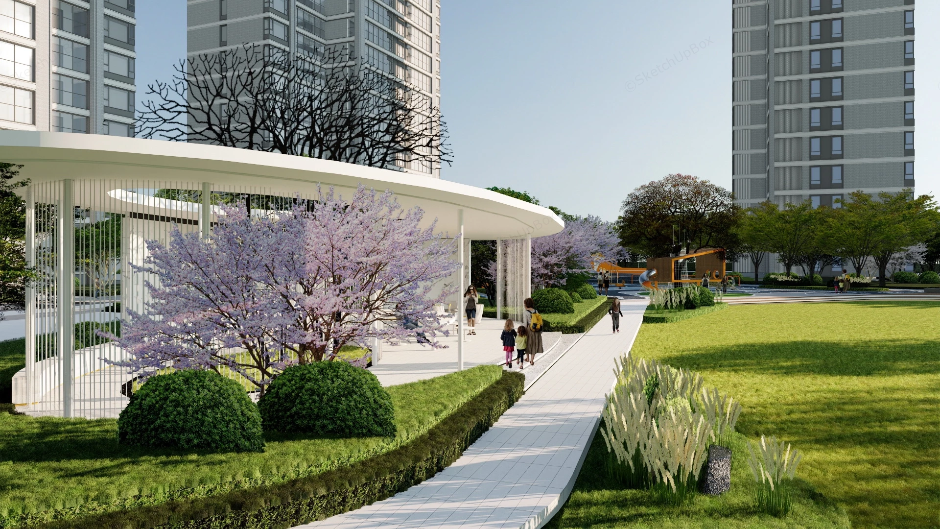 Residential Community Playground Design sketchup model preview - SketchupBox