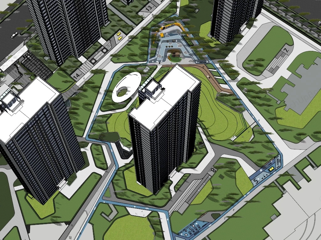 Residential Community Playground Design sketchup model preview - SketchupBox