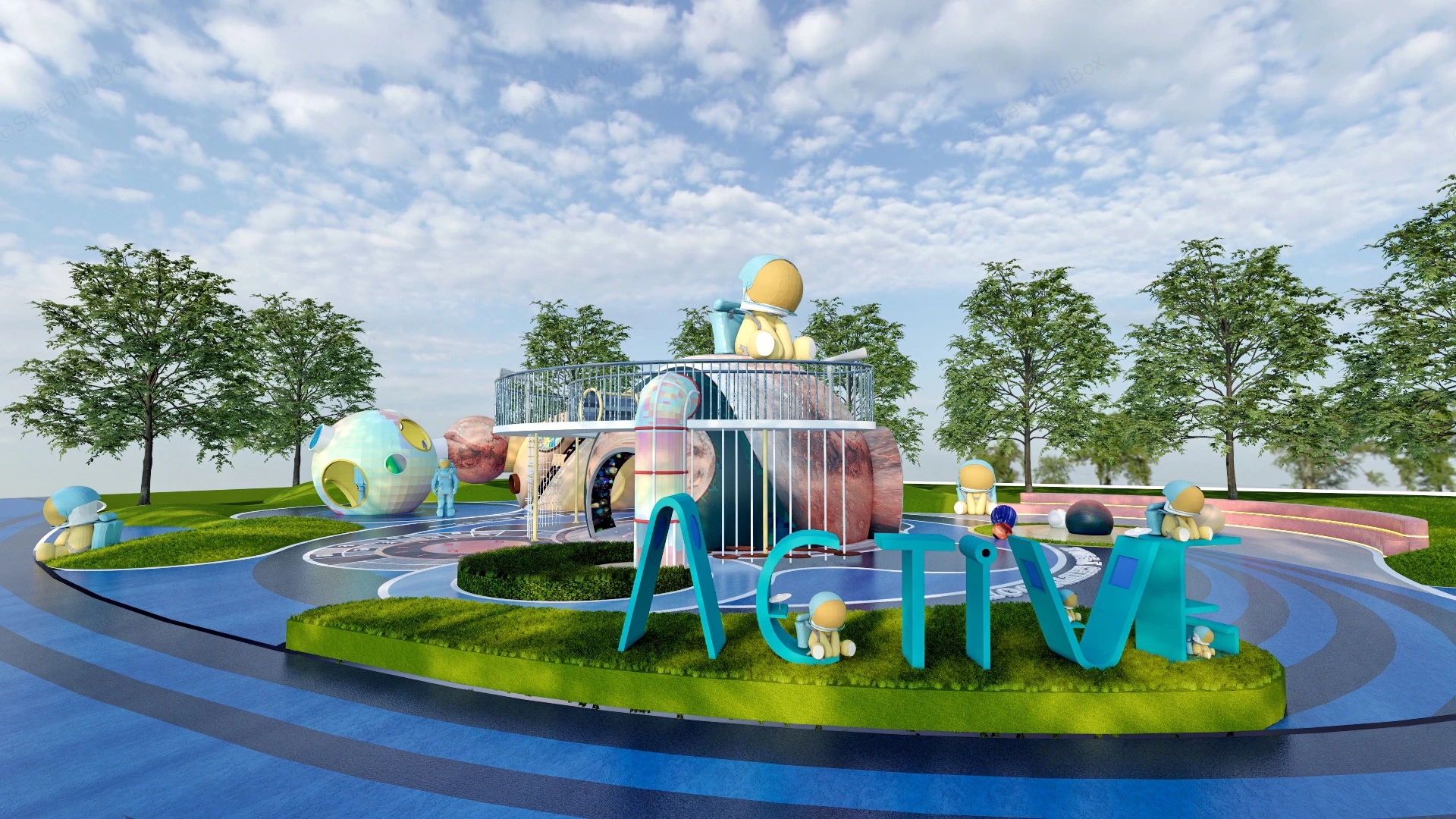 Happy Planet Outdoor Playground sketchup model preview - SketchupBox