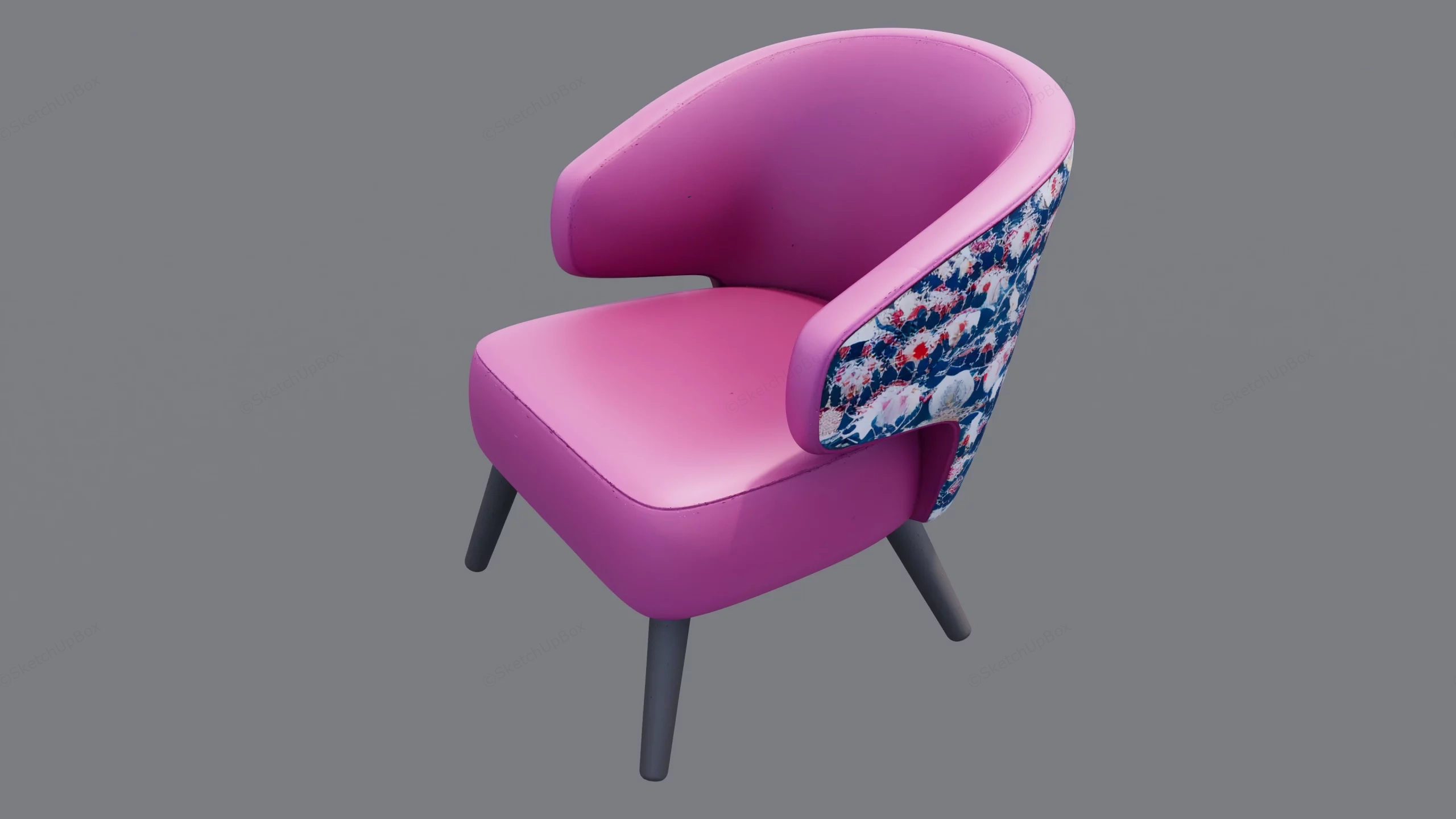 Pink Leather Accent Chair sketchup model preview - SketchupBox