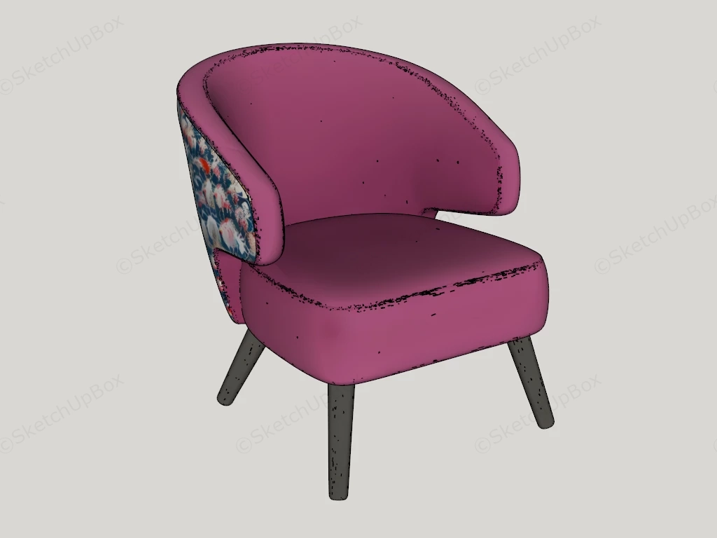 Pink Leather Accent Chair sketchup model preview - SketchupBox