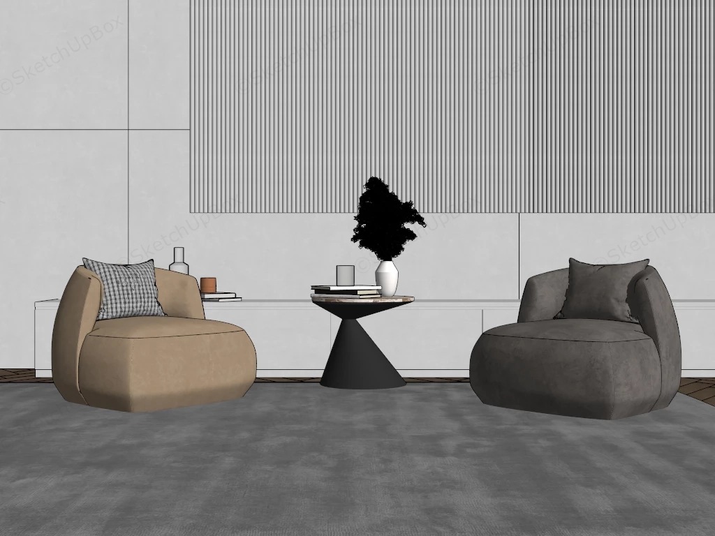 Accent Sofa Chair And Table Set sketchup model preview - SketchupBox